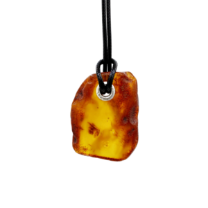 Bernstein Anhänger mit PU-Leder-Band