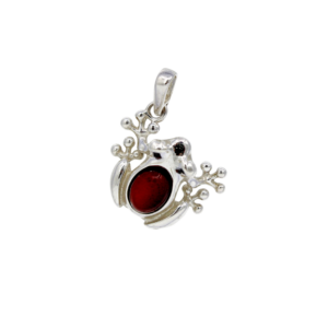 Bernstein Anhänger „Frosch“ aus 925 Silber